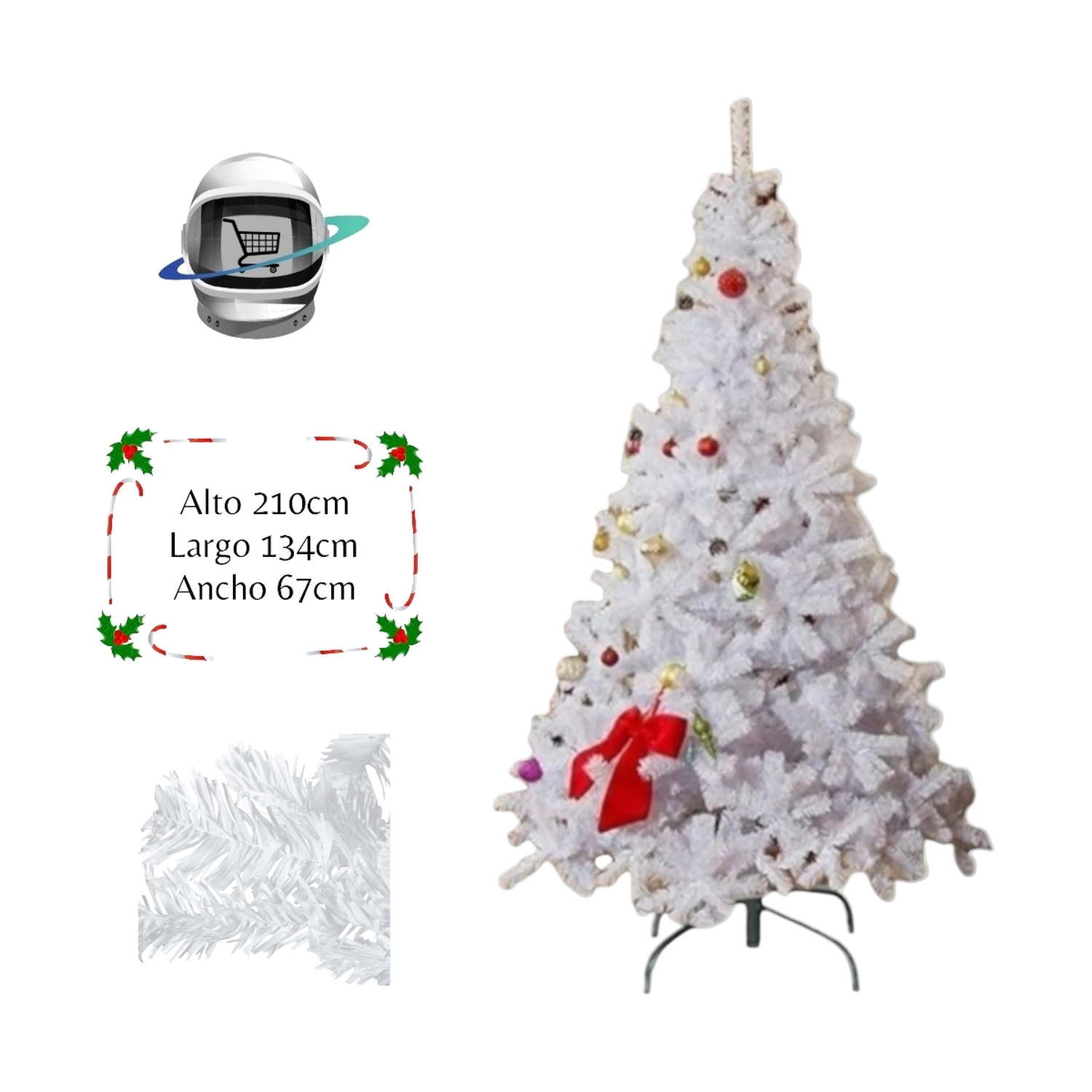 Arbol de Navidad 210cm Blanco Ramas Tradicional