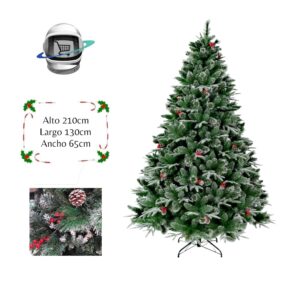 Arbol de Navidad 210cm Nevado Berries Piña Triple