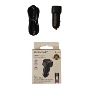 Cargador de Auto Super Rápido 38W Doble USB + Cable USB-C a Lightning