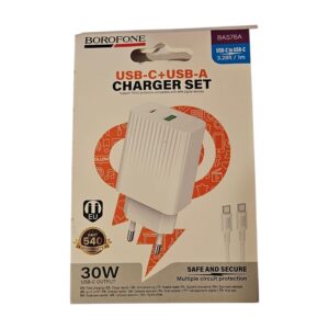 Cargador Super Rápido Cable C a C Doble USB 30W