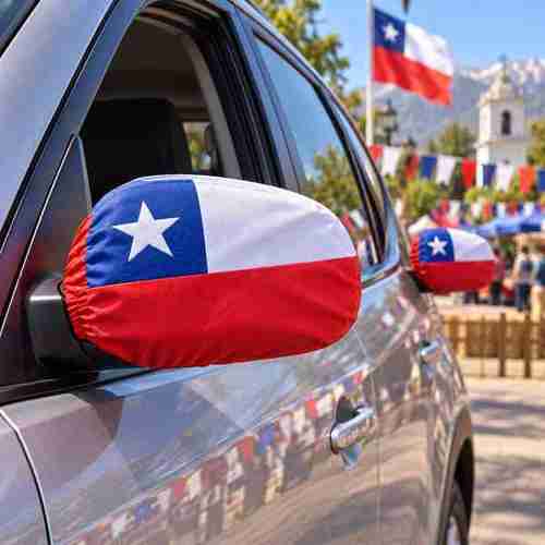 Cubre Espejo Retrovisor Fiestas Patrias Chile Universal - Imagen 2