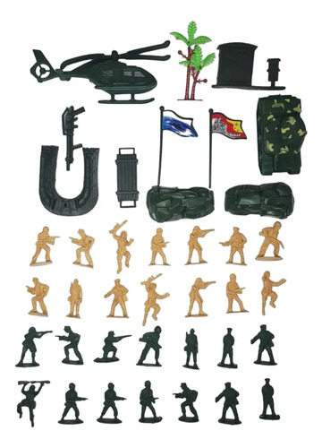 Soldaditos de Juguete Verdes 30 Figuras Militares