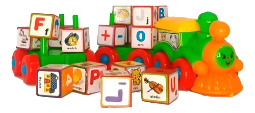 Juguetes Didacticos Niños Tren De Bloques Numeros Y Colores Naranjo