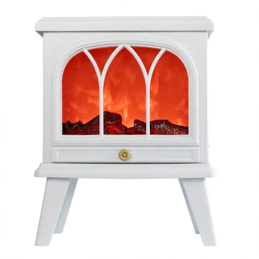 Estufa Eléctrica Decorativa Efecto Chimenea (Blanca)