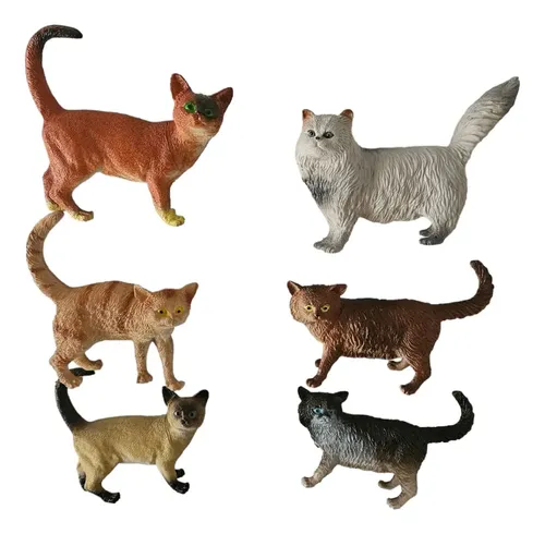 Juguetes De Animales Gatos 6 Figuras M Amarillo
