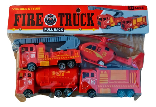 Camiones De Juguete Bomberos Set 4 Unidades Ii