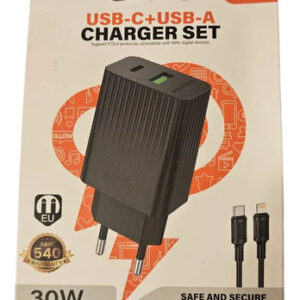 Cargador Super Rápido Cable C A Lightning Doble Usb 30w Blanco