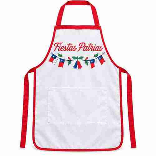 Pack Fiesta Completa Delantal + Forro Espejo + 2 Banderas + 4 Vasos