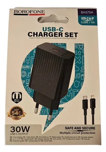 Cargador Super Rápido Cable C A Lightning 30w Blanco