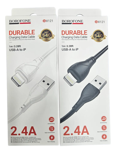 Cable Carga iPhone Usb A Lightning Super Rápida 2.4a Blanco