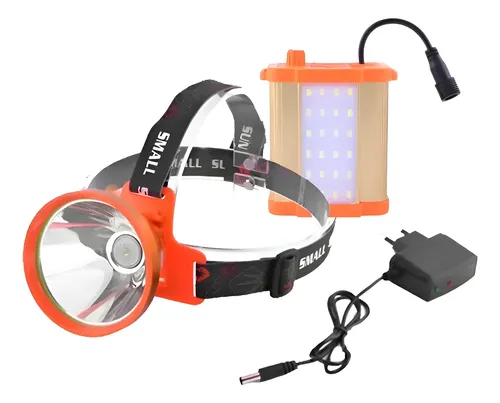 Foco Led Linterna Cabeza Minera Recargable Blanco Negro