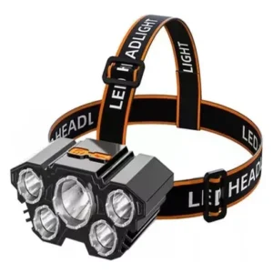 Linterna Frontal Led Impermeable Recargable Usb Blanca Y Roja Negro